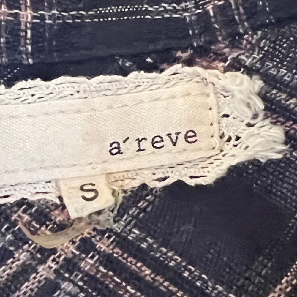 A'Reve Long Sleeve Navy Plaid with Lace - Picture 3 of 11